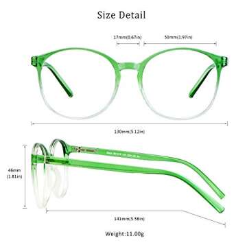 LifeArt Blue Light Blocking Glasses, Anti Eyestrain, Computer Reading Glasses, Gaming Glasses, TV Glasses for Women Men, Anti Glare (Clear Green, 4.75 Magnification)