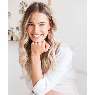 Teacher Earrings for Women Beaded Teacher Drop Earrings Delicate Rhinestone Letter FRI-YAY Books Dan...