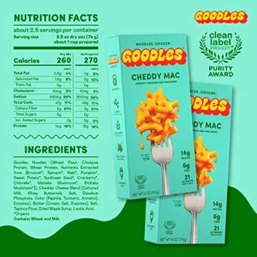 Goodles Cheddy Mac & Cheese 12 Pack, 6oz - 14g Protein, 6g Fiber with Prebiotics, 21 Nutrients and M...