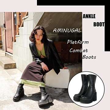 AMINUGAL Women's Wedge Heel Ankle Boots - Chic Comfort for Any Occasion