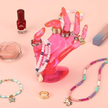 Jewelry Display Holder for Bracelets and Rings in Pink