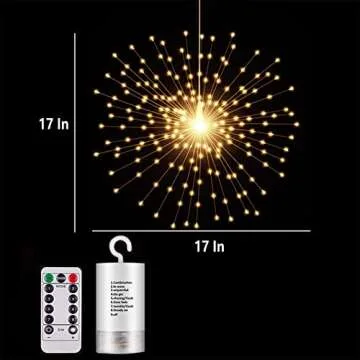 PXBNIUYA 200LED Hanging Sphere Lights, Battery Operated Starburst Lights, 8 Modes Dimmable Remote Control, Waterproof Fairy Lights, Copper Wire Lights for Indoor Outdoor Christmas Decor (Warm White)