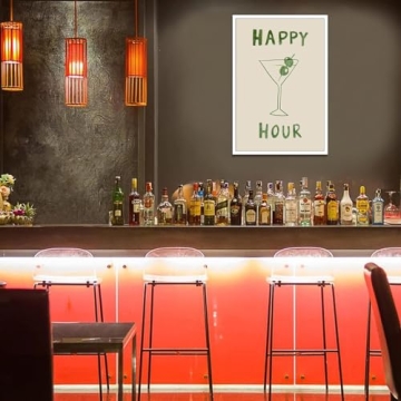 NAVIWEEK Retro Happy Hour Wine Posters for Decor