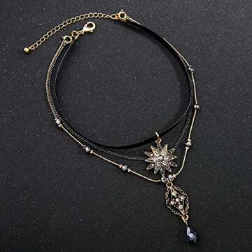 Casvno Choker Necklaces for Women, Layered Stars Pendant Necklace Jewelry