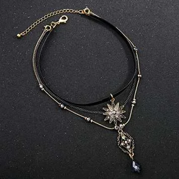 Casvno Choker Necklaces for Women, Layered Stars Pendant Necklace Jewelry
