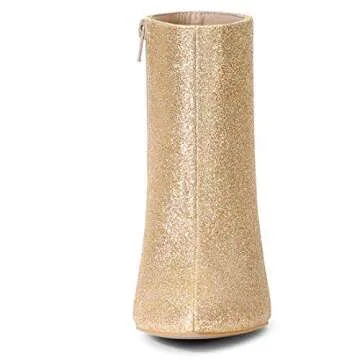 Allegra K Women's Glitter Pointed Toe Chunky Heel Ankle Boots