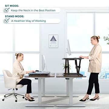 SMUG Standing Desk Converter Dual Monitor Sit Stand Desk Riser Adjustable Height, Stand Up Desk for Home Office Adjustable Desk Computer Laptop Workstation 36 inch, Black