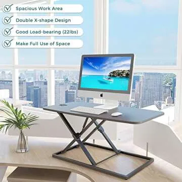 SMUG Standing Desk Converter Dual Monitor Sit Stand Desk Riser Adjustable Height, Stand Up Desk for Home Office Adjustable Desk Computer Laptop Workstation 36 inch, Black