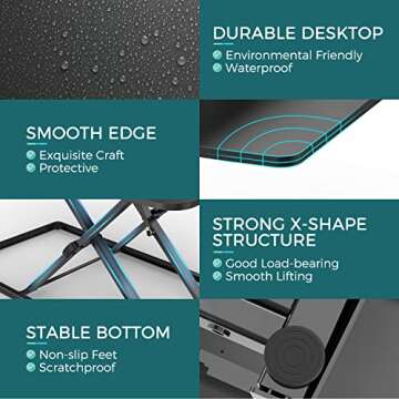 SMUG Standing Desk Converter Dual Monitor Sit Stand Desk Riser Adjustable Height, Stand Up Desk for Home Office Adjustable Desk Computer Laptop Workstation 36 inch, Black