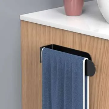 HUFEEOH Hand Towel Holder, Black Hand Towel Bar, Stainless Steel Self Adhesive Bathroom Towel Bar Stick on Wall