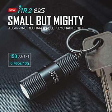 OLIGHT i1R 2 EOS 150 Lumens Tiny Rechargeable Keychain Flashlight EDC Mini LED Keyring Light with Bu...