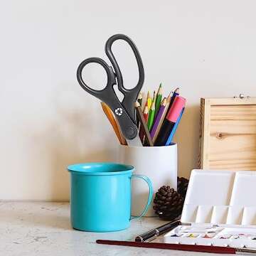 Westcott 8-Inch Kleenearth Basic Straight Scissors, 3 Pack, Black (15585)