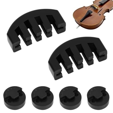 6pcs Rubber Violin Practice Mute Set, Violin Mute Cello Practice Mute Includes Claw Style & Round To...
