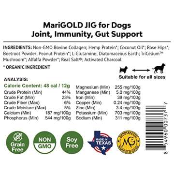 MariGold JIG for Dogs - Joint, Immunity, Gut Support & Collagen for Dogs - Non-GMO, Organic Peanuts, Organic Hemp, Grain and Soy Free - 1.19 LBS (Medium)