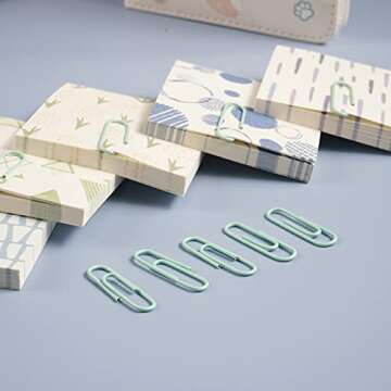 DANRONG 97 PCS Office Supplies for Women, Paper Clips, Binder Clips and Push Pins Set, Paperclips Thumb Tacks School and Home Desk Supplies, Desk Organized (Green)