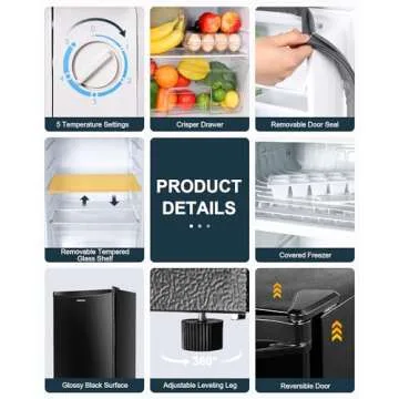 Upstreman 3.2 Cu.Ft Mini Fridge with Freezer, Single Door Mini Fridge, Dorm Fridge, Adjustable Thermostat, Mini Refrigerator for Bedroom, Office, Dorm, Black-BR321