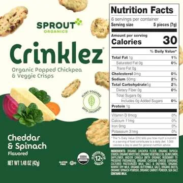 Sprout Organic Cheesy Spinach Crinklez, 1.5 Oz