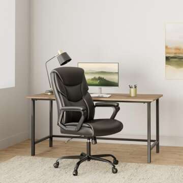 Office Chair - Ergonomic Executive Computer Desk Chairs with Padded Armrest, Swivel Task Chair with ...