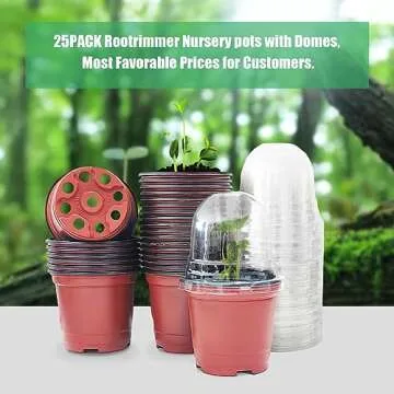 RooTrimmer Plant Nursery Pots with Humidity Domes 25 Set