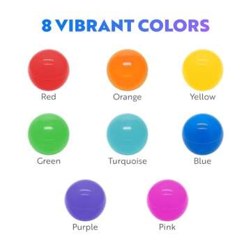 Playz Soft Plastic Mini Ball Pit Balls 500 Count - w/ 8 Vibrant Colors - Crush Proof, No Sharp Edges...