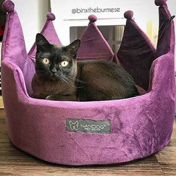 NANDOG Pet Gear Crown Cozy Round Dog and Cat Bed Collection Washable Indoor Pet Bed for Small Breeds -Soft Bed Fits in Crate or Kennel - Made of Ultra Soft Micro-Plush Material (Purple)