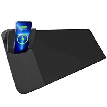 WeYingLe Wireless Charging Mouse Pad 15W Fast Charging with Foldable Phone Holder Gaming Mouse Pad Extra Large Mousepad Base Computer Keyboard Mat for PC Great As Business Gifts Office Gifts.