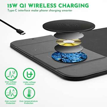 WeYingLe Wireless Charging Mouse Pad 15W Fast Charging with Foldable Phone Holder Gaming Mouse Pad Extra Large Mousepad Base Computer Keyboard Mat for PC Great As Business Gifts Office Gifts.