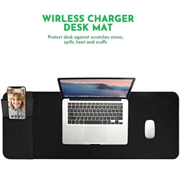 WeYingLe Wireless Charging Mouse Pad 15W Fast Charging with Foldable Phone Holder Gaming Mouse Pad Extra Large Mousepad Base Computer Keyboard Mat for PC Great As Business Gifts Office Gifts.