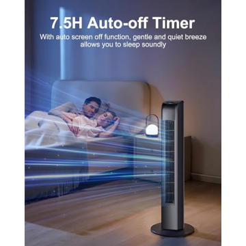 Uthfy Oscillating Tower Fan with Remote, Electric Standing Tower Fan Floor Fan for Bedroom Indoor Office and Home Use,Quiet Cooling Portable Bladeless Tower Fans, 30 inchs, Black Tower Fan