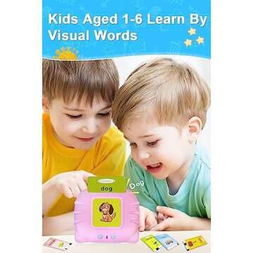 ABC 224 Sight Words Talking Flash Cards Alphabet Toy， Educational Pocket Speech Autism Therapy Sensory Toys，Letters Numbers Learning Flash Cards Gift Toys for Toddler Boys Girls Ages 234-Pink