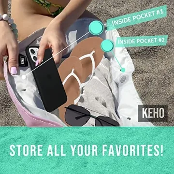 KEHO Waterproof Beach Bag with Pockets For Women (Sandproof) - Rose Pink