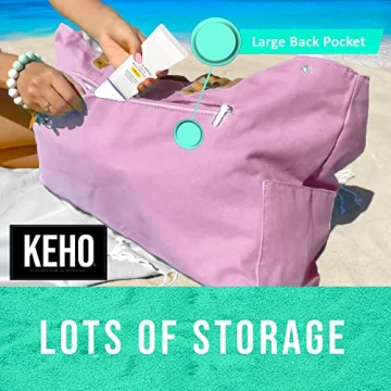KEHO Waterproof Beach Bag with Pockets For Women (Sandproof) - Rose Pink