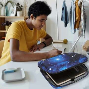 JIANYA Bible Cover for Boys Kids Bible Case Book Cover Case Galaxy Church Bag Childrens Bible Protective Bag with Handle and Zippered Pocket