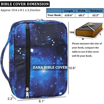 JIANYA Bible Cover for Boys Kids Bible Case Book Cover Case Galaxy Church Bag Childrens Bible Protective Bag with Handle and Zippered Pocket