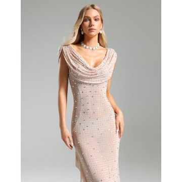 Diamante Mesh Dress for Women Stylish Party Dress Elegant Night Out