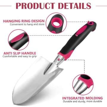 Garden Trowels - NEWGF Heavy-Duty Manganese Steel Super Garden Hand Trowels-Dig, Shovel and Plant -Black/Red