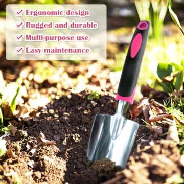 Garden Trowels - NEWGF Heavy-Duty Manganese Steel Super Garden Hand Trowels-Dig, Shovel and Plant -Black/Red