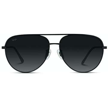 WearMe Pro - Oversized Aviator Sunglasses, Gradient Black - Large UV Protection Lenses