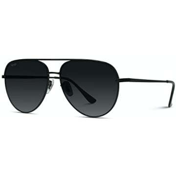 WearMe Pro - Oversized Aviator Sunglasses, Gradient Black - Large UV Protection Lenses