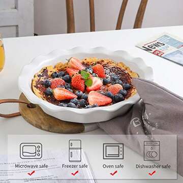 KOOV 9 Inch Ceramic Pie Dish for Elegant Baking