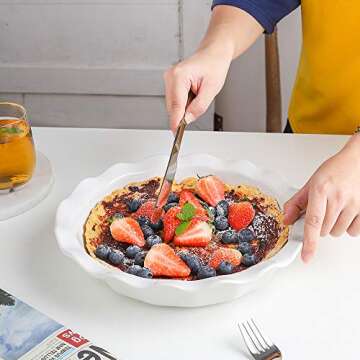 KOOV 9 Inch Ceramic Pie Dish for Elegant Baking