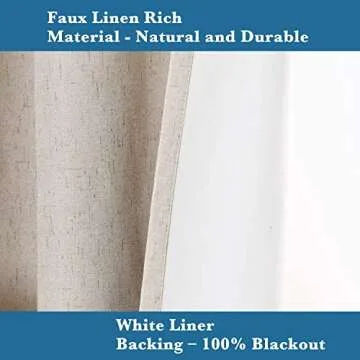 H.VERSAILTEX Linen Blackout Curtains Durable Thick Textured Linen Look 100% Blackout Patio Door Curtain Anti Rust Grommet Extra Wide Sliding Door Curtain Panel, W100 x L108 inch - Natural