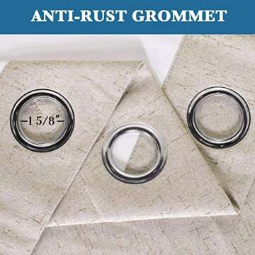 H.VERSAILTEX Linen Blackout Curtains Durable Thick Textured Linen Look 100% Blackout Patio Door Curtain Anti Rust Grommet Extra Wide Sliding Door Curtain Panel, W100 x L108 inch - Natural