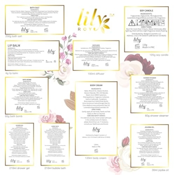 LILY ROY Spa Gift Set for Women 17 Pcs Body and Bath Spa Gift Baskets Set for Women Spa Kit Birthday Gifts Christmas Self Skin Care Perfumes Gifts Basket Set Spa Set Bath Set for Mothers Day