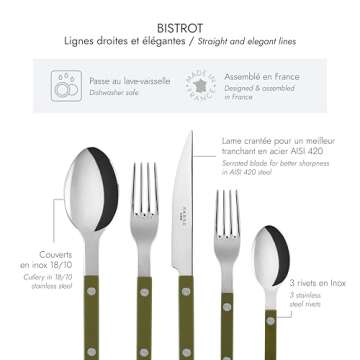 Elegant Sabre Paris 20-Piece Flatware Set - Bistrot Collection