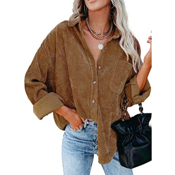Astylish Women's Corduroy Button Down Shirt - Stylish and Comfortable Casual Wear