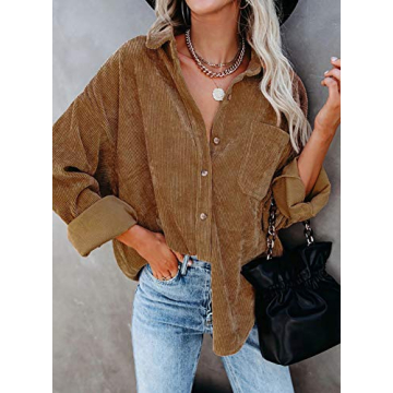 Astylish Women's Corduroy Button Down Shirt for Comfort & Style