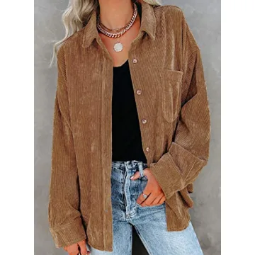 Astylish Women's Corduroy Button Down Shirt for Comfort & Style