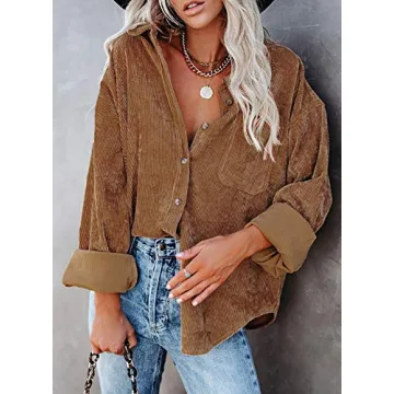 Astylish Women's Corduroy Button Down Shirt for Comfort & Style
