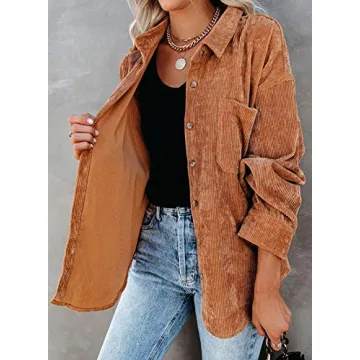 Astylish Women's Corduroy Button Down Shirt for Comfort & Style